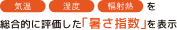 気温 湿度 輻射熱 を総合的に評価した「暑さ指数」を表示