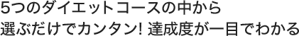 5つのダイエットコースの中から選ぶだけでカンタン! 達成度が一目でわかる